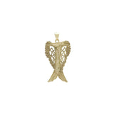 Celtic Angel Wings with Rune Symbols Solid Gold Pendant GPD5735