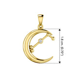 Crescent Moon and Aries Astrology Constellation Solid Yellow Gold Pendant GPD5766 - Jewelry