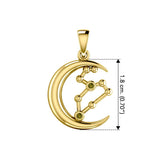 Crescent Moon and Leo Astrology Constellation Solid Yellow Gold Pendant GPD5770 - Jewelry