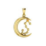 Crescent Moon and Scorpio Astrology Constellation Solid Yellow Gold Pendant GPD5773 - Jewelry