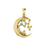 Crescent Moon and Sagittarius Astrology Constellation Solid Yellow Gold Pendant GPD5774