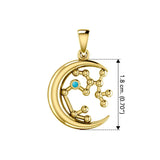 Crescent Moon and Sagittarius Astrology Constellation Solid Yellow Gold Pendant GPD5774 - Jewelry