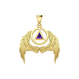 Angel Wings Recovery Pendant Solid Yellow Gold with Gemstone GPD5840