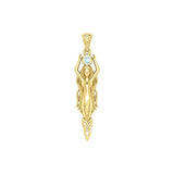 Goddess Brigid Solid Yellow Gold pendant with Gem GPD5889