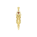 Goddess Brigid Solid Yellow Gold pendant with Gem GPD5889 - Jewelry