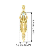 Goddess Brigid Solid Yellow Gold pendant with Gem GPD5889 - Jewelry