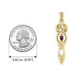 Celtic Goddess Cancer Astrology Zodiac Sign Solid Yellow Gold Pendant with Ruby GPD5938 - Jewelry