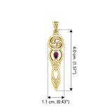 Celtic Goddess Cancer Astrology Zodiac Sign Solid Yellow Gold Pendant with Ruby GPD5938 - Jewelry