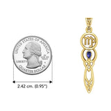 Celtic Goddess Virgo Astrology Zodiac Solid Yellow Gold Accents Pendant with Sapphire GPD5940 - Jewelry