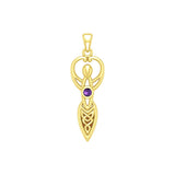 Celtic Infinity Goddess with Birthstone Solid Yellow Gold Pendant GPD5959 - Jewelry