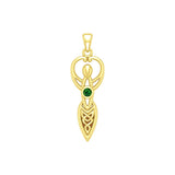 Celtic Infinity Goddess with Birthstone Solid Yellow Gold Pendant GPD5959 - Jewelry