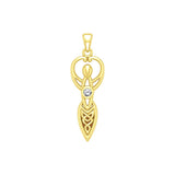 Celtic Infinity Goddess with Birthstone Solid Yellow Gold Pendant GPD5959 - Jewelry