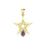 Star Spirit Solid Yellow Gold Pendant with Gemstone GPD5963 - Jewelry