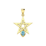 Star Spirit Solid Yellow Gold Pendant with Gemstone GPD5963 - Jewelry