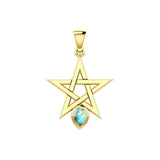 Star Spirit Solid Yellow Gold Pendant with Gemstone GPD5963 - Jewelry