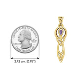 Celtic Knotwork Goddess with Gemstone Solid Yellow Gold Pendant GPD5968 - Jewelry