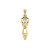 Celtic Knotwork Goddess with Gemstone Solid Yellow Gold Pendant GPD5968 - Jewelry