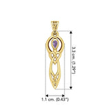 Celtic Knotwork Goddess with Gemstone Solid Yellow Gold Pendant GPD5968 - Jewelry