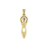 Celtic Knotwork Goddess with Gemstone Solid Yellow Gold Pendant GPD5968