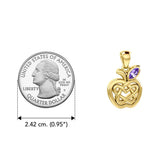 Celtic Spiritual Fruit Apple with Double Heart Solid Yellow Gold Pendant with Gemstone GPD5987 - Jewelry