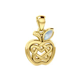 Celtic Spiritual Fruit Apple with Double Heart Solid Yellow Gold Pendant with Gemstone GPD5987 - Jewelry