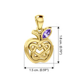 Celtic Spiritual Fruit Apple with Double Heart Solid Yellow Gold Pendant with Gemstone GPD5987 - Jewelry