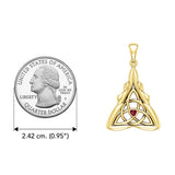 Double Goddess with Celtic Triquetra Solid Yellow Gold Pendant with Gemstone GPD5989 - Jewelry