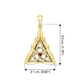 Double Goddess with Celtic Triquetra Solid Yellow Gold Pendant with Gemstone GPD5989 - Jewelry