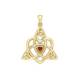 Celtic Heart Birthstone Trinity Solid Yellow Gold Pendant GPD5990