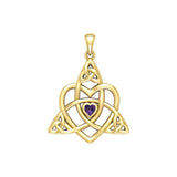 Celtic Heart Birthstone Trinity Solid Yellow Gold Pendant GPD5990 - Jewelry