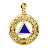 Large AA Recovery with Celtic Boarder Solid Yellow Gold Pendant GPD6007