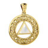 Large AA Recovery with Celtic Boarder Solid Yellow Gold Pendant GPD6007