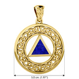 Large AA Recovery with Celtic Boarder Solid Yellow Gold Pendant GPD6007