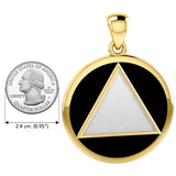 Large AA Symbol Solid Yellow Gold Pendant with Stone GPD6008