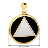 Large AA Symbol Solid Yellow Gold Pendant with Stone GPD6008