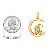 Celtic Spirit of The Arctic Polar Bear on The Moon Solid Yellow Gold Pendant GPD6015 - Jewelry