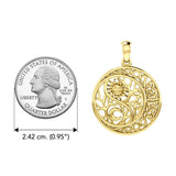 The Yin Yang Tree of Life on Celtic Crescent Moon Solid Yellow Gold Pendant GPD6060 - Jewelry