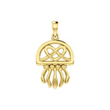 Jellyfish with Celtic Heart Solid Yellow Gold Pendant GPD6078 - Jewelry