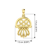 Jellyfish with Celtic Heart Solid Yellow Gold Pendant GPD6078 - Jewelry