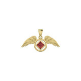 The Angel Wing with Facet Gemstone NA Symbol Solid Yellow Gold Pendant GPD6164