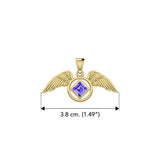 The Angel Wing with Facet Gemstone NA Symbol Solid Yellow Gold Pendant GPD6164