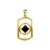 Solid Yellow Gold Rectangle Pendant with Inlay Stone in NA Symbol Shape GPD6165