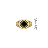 NA Recovery Symbol Solid Yellow Gold Ring with Stone Inlay GRI1287