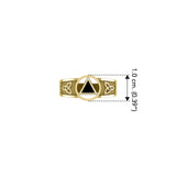 Solid Yellow Gold Celtic Trinity Knot Ring with Inlaid Stone Recovery Symbol GRI1931