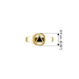 Small Solid Yellow Gold Ring with Inlaid Stone Recovery Symbol GRI1932