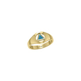 Small Solid Yellow Gold Ring with Inlaid Stone Recovery Symbol GRI1932