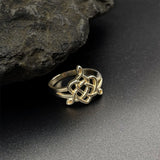 Celtic Father-Mother-Child "Family A Born For Eternity" Triquetra or Trinity Heart 14 K Solid Gold Ring GRI2261