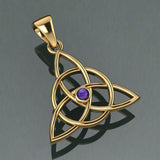 Triquetra Gold Pendant With Gemstone GTP3380 - Jewelry