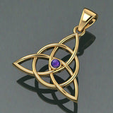 Triquetra Gold Pendant With Gemstone GTP3380 - Jewelry