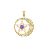 Celtic Crescent moon with Star Yellow Gold Pendant GTP474